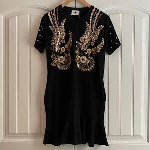 Hiso Hiso NWT Embellished Beaded Women's‎ Short Sleeve Black Dress Size S NEW